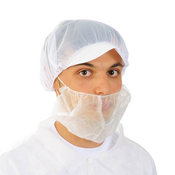 Barthaarnetz, SPP, Polypropylen-Vlies, 2 elastische Ohrschlaufen, weiß
