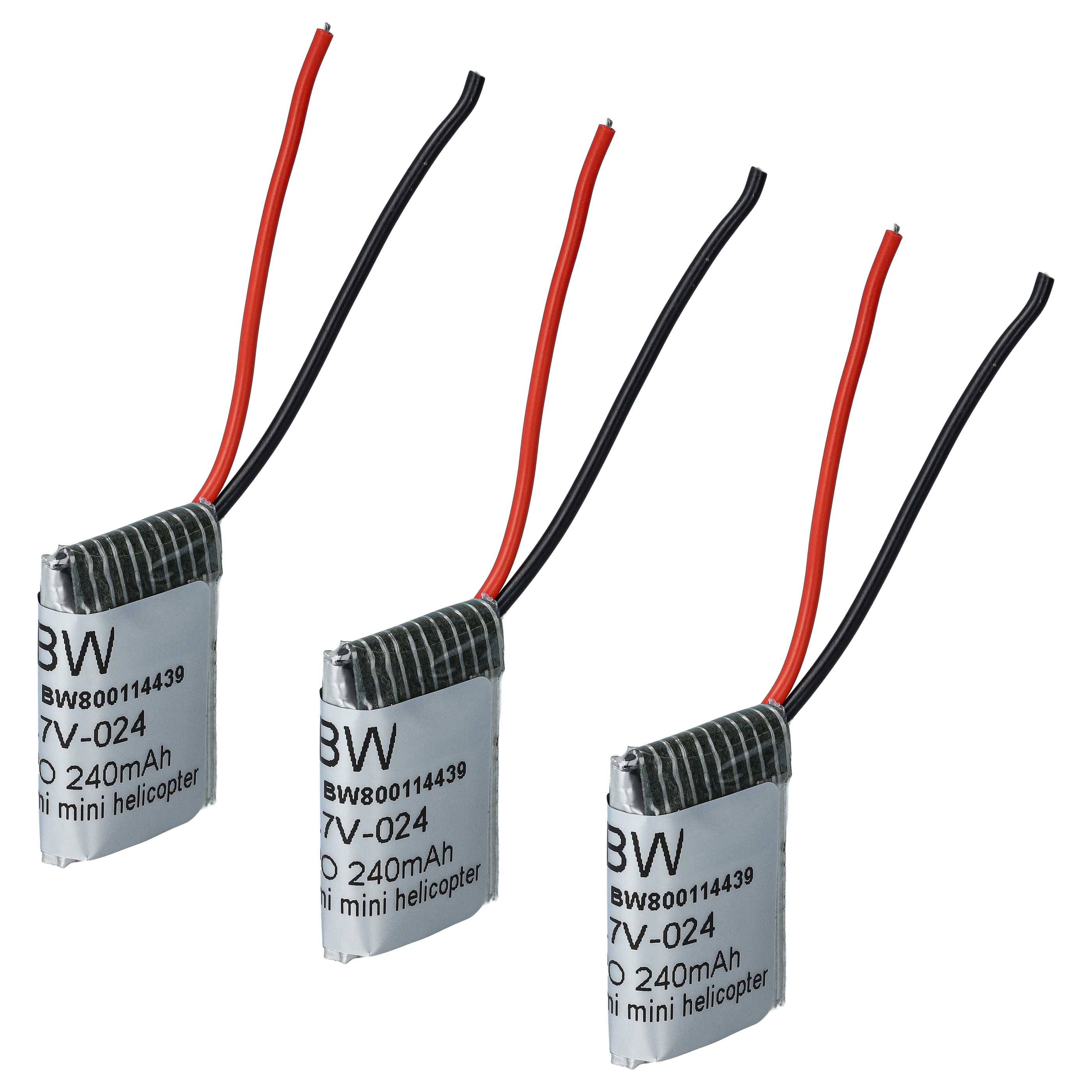 vhbw 3x Akku kompatibel mit Syma S107G | S108G Drohne Multicopter Quadrocopter (240 mAh, 3,7 V, Li-Ion)-0