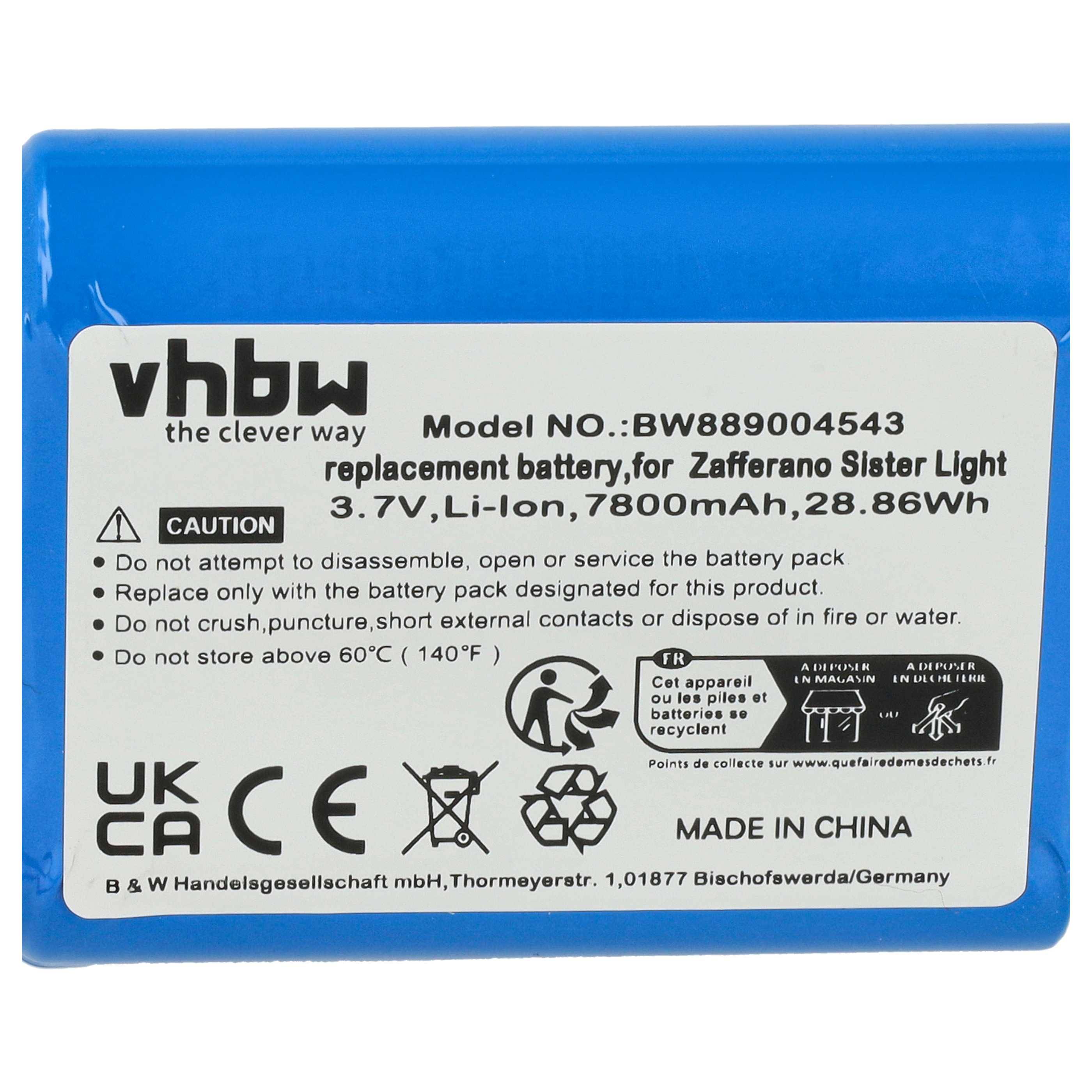 vhbw Akku kompatibel mit Zafferano LD1083V3, LD1081R3, LD1083R3, LD1081V3 Tischlampe, Nachttischlampe (7800 mAh, 3,7 V-4