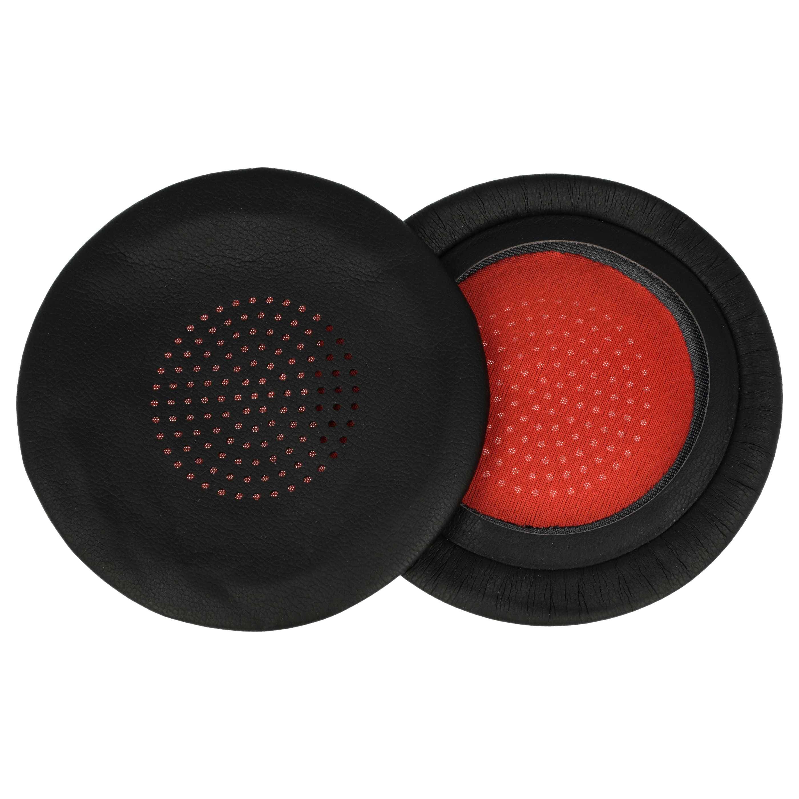 vhbw 2x Ohrpolster kompatibel mit Poly Voyager 4210 | Focus 2 UC USB-A, 4220 Kopfhörer Headset, Kunstfaser Rot Schwarz-0