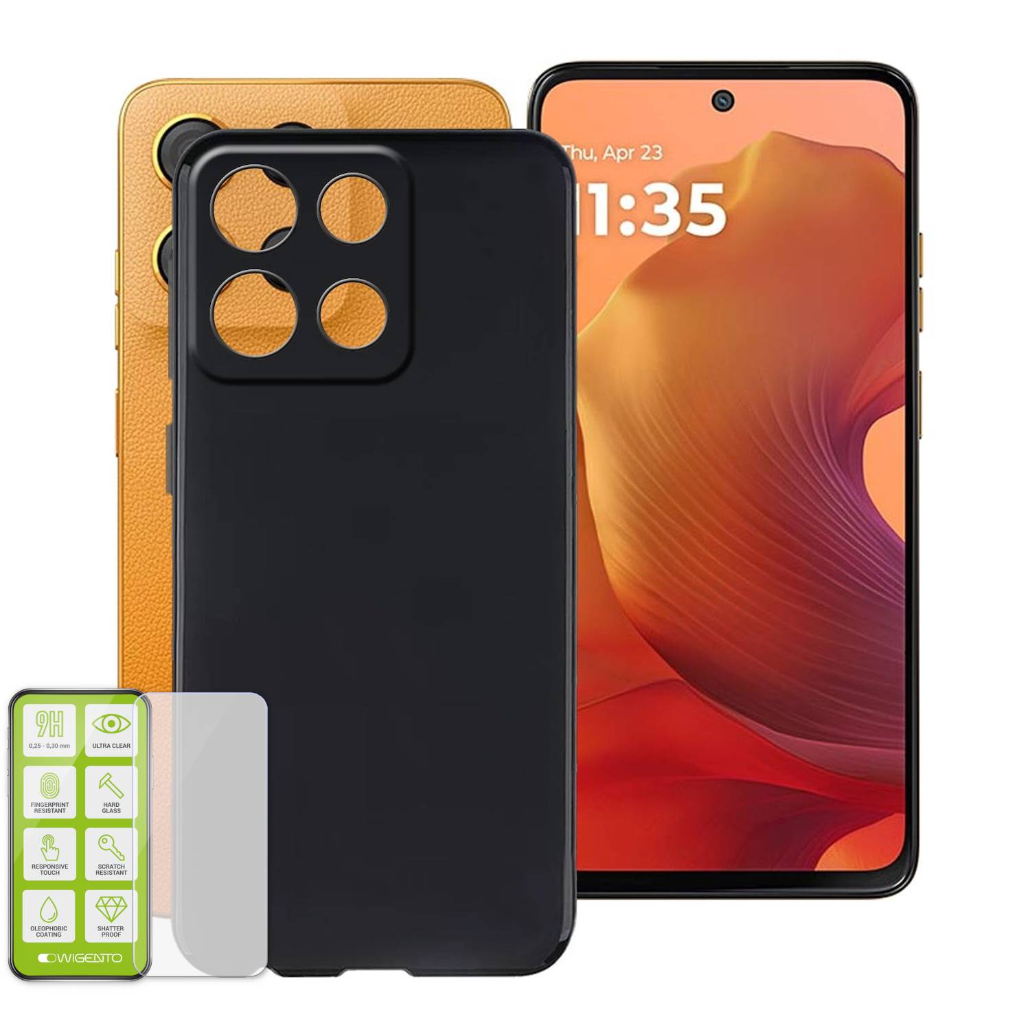 Handyhülle + Schutzglas für Motorola Moto G17 / G15 / Power Schock Silikon TPU-0