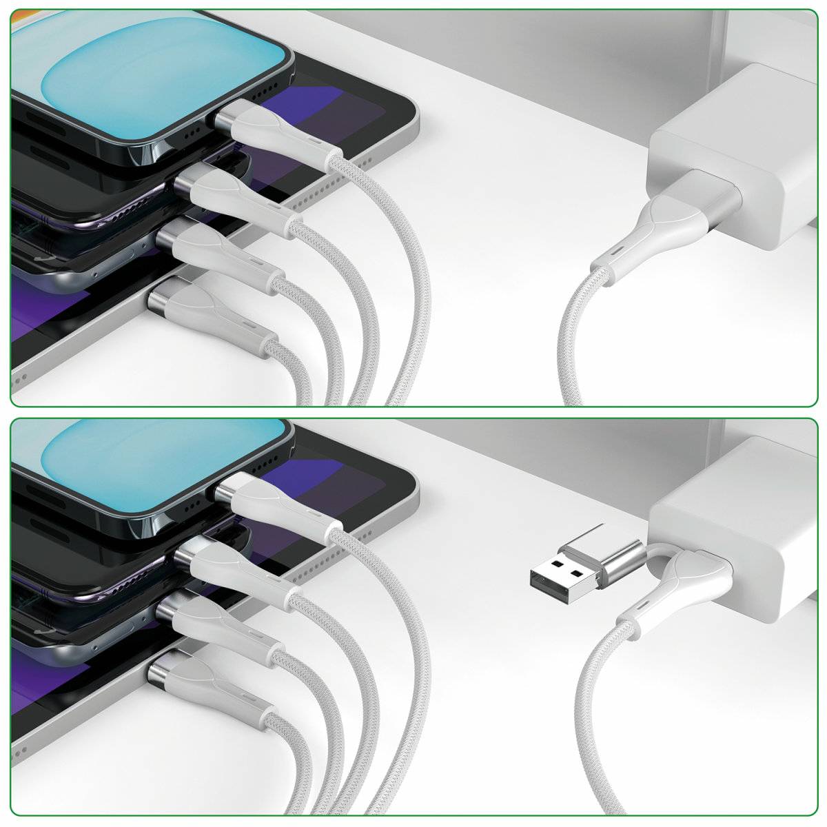 4smarts 541024, 1,2 m, USB A/USB C, USB C/Micro USB-A/Lightning, Weiß-4