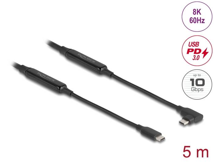 Aktives USB C 10 Gbps Kabel 5m gewinkelt,...-0