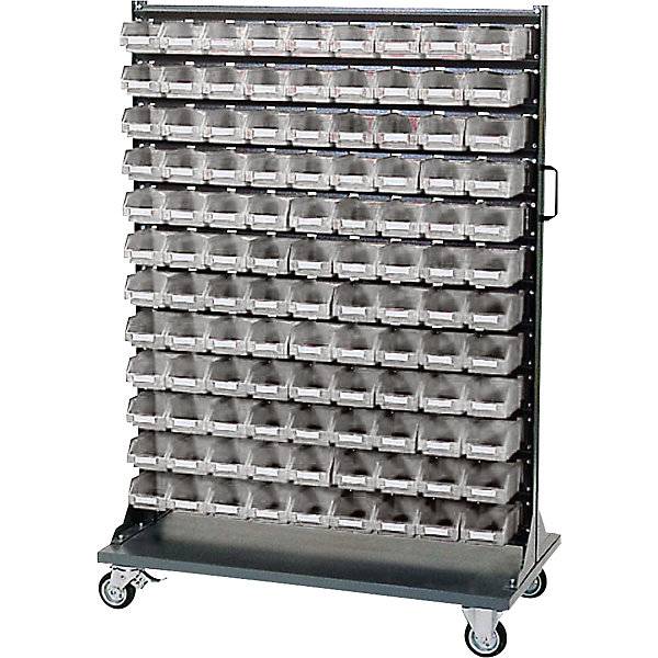 Kleinteile-Lagerregal-Rollwagen ECO mit Sichtlagerkästen HxT 1485 x 550 mm. Dinzl Ordnungstechnik GmbH 80700249-0