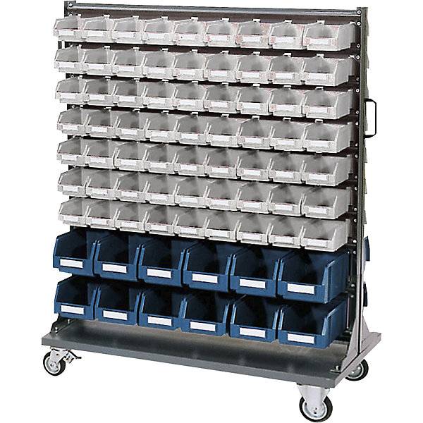 Kleinteile-Lagerregal-Rollwagen ECO mit Sichtlagerkästen HxT 1265 x 550 mm. Dinzl Ordnungstechnik GmbH 80700349-0