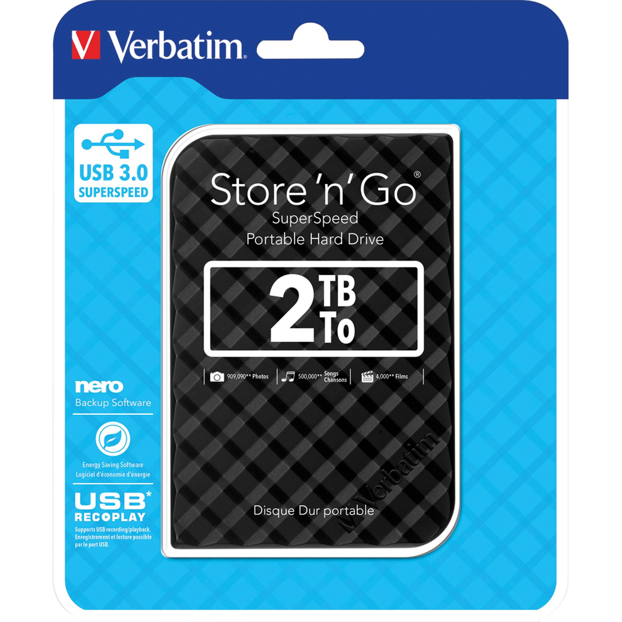 Verbatim 6.3cm (2.5") 2TB USB 3.0 Store'n Go Gen2 Black-0