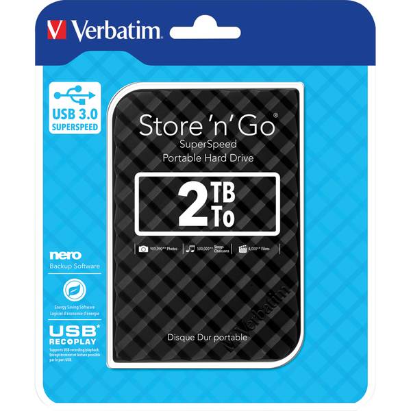 Verbatim 6.3cm (2.5") 2TB USB 3.0 Store'n Go Gen2 Black