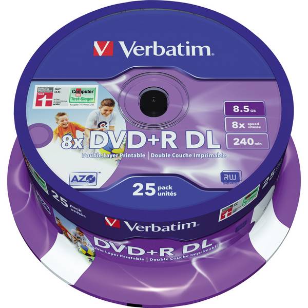 DVD+R 8x 8,5GB DL 240Min. Spindel 25 St./Pack.