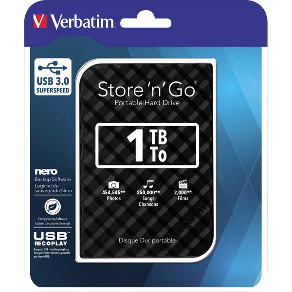 Verbatim 6.3cm (2.5") 1TB USB 3.0 Store'n Go Gen2 Black
