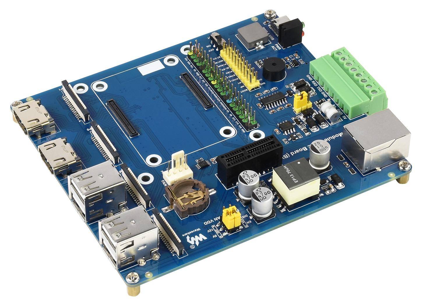 Waveshare IO Board Typ B für Raspberry Pi CM4 Module, PoE, 4 USB-Ports, Dual-HDMI, PCIe-0