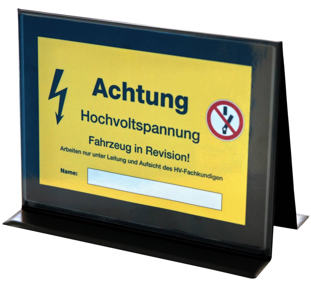 Hinweiskarte,DIN A4,quer,Hochvoltspannung,laminiert,schwarz/gelb-0