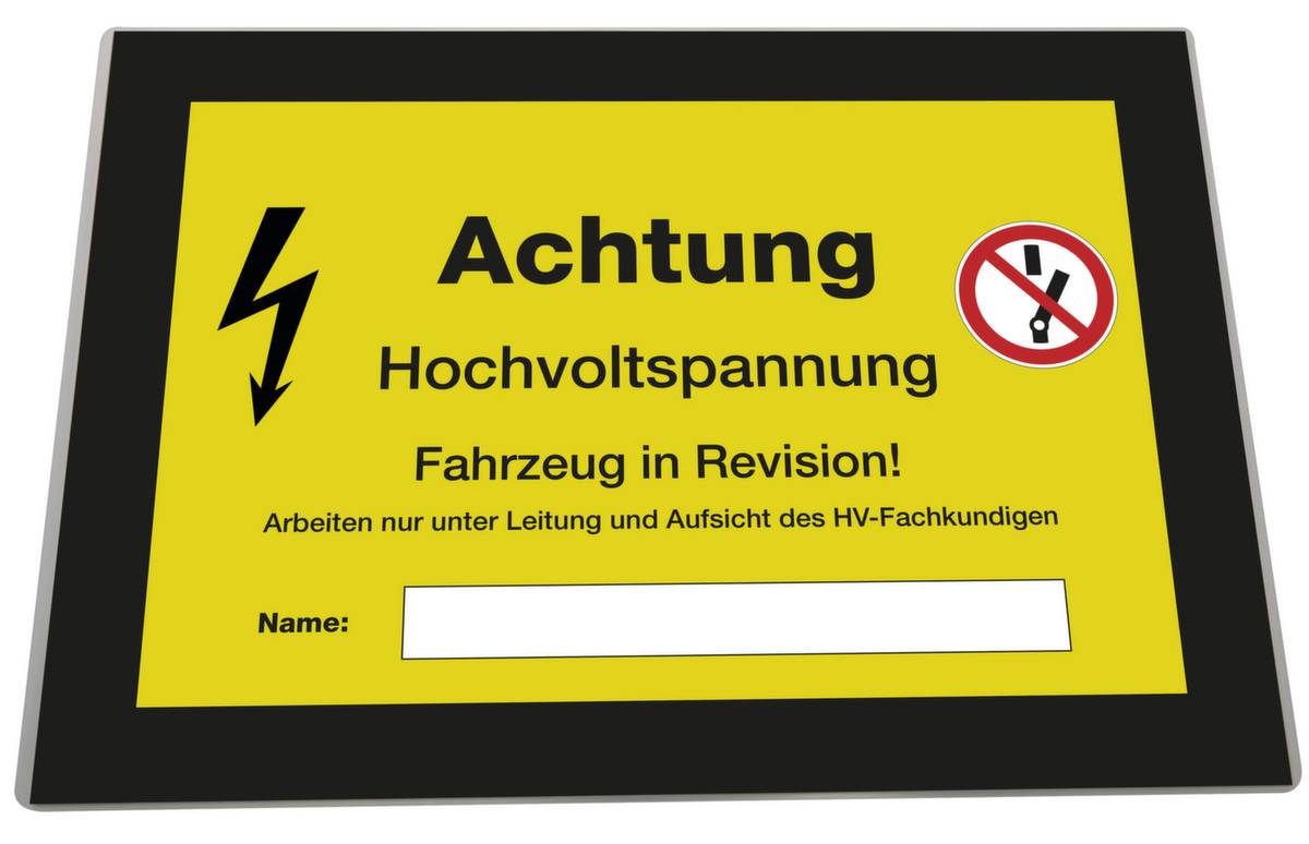 Hinweiskarte,DIN A4,quer,Hochvoltspannung,laminiert,schwarz/gelb-2