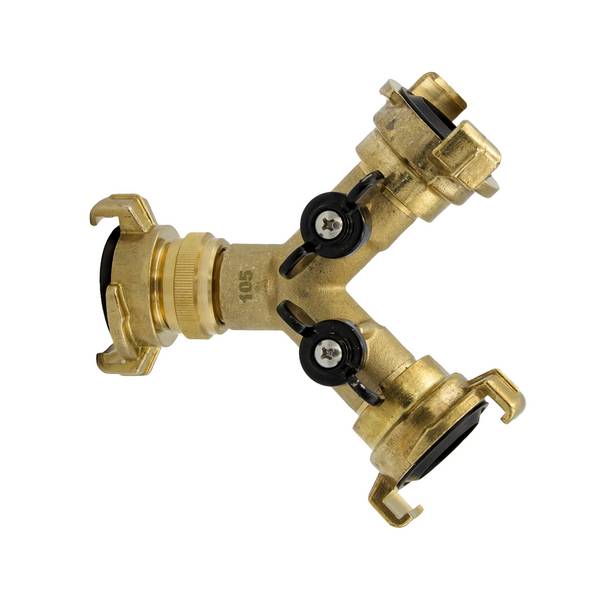 Messing Wasserverteiler 2-fach Y-Stück mit GK-Kupplung