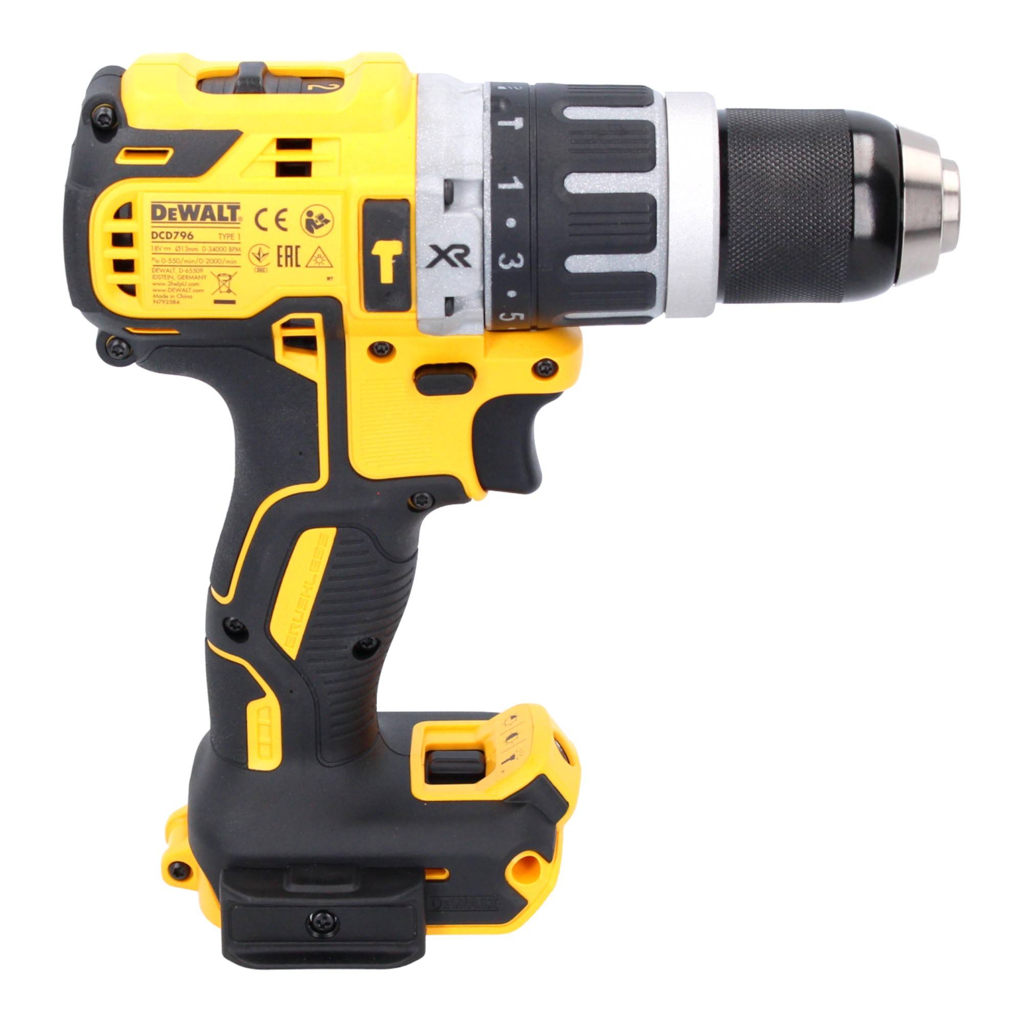 DeWalt DCD 796 P2 Akku Schlagbohrschrauber 18 V 70 Nm Brushless + 2x Akku 5,0 Ah + Ladegerät-1