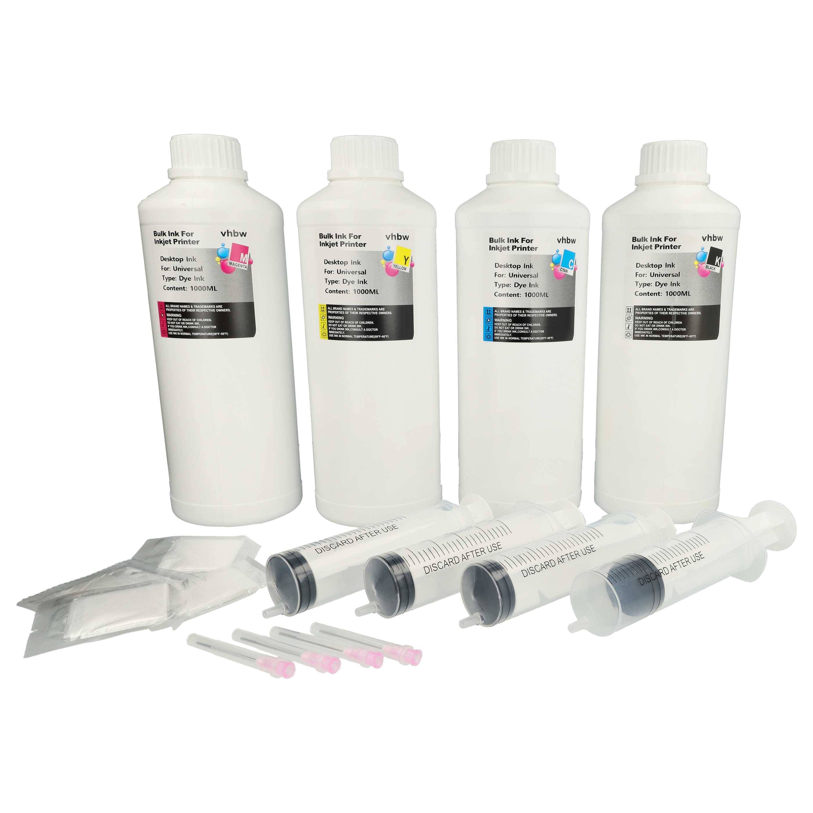 vhbw 4x Nachfülltinte kompatibel mit Canon Pixma GM4050 Drucker | Refillset Dye Cyan, Dye Magenta, Dye Schwarz, Dye-0