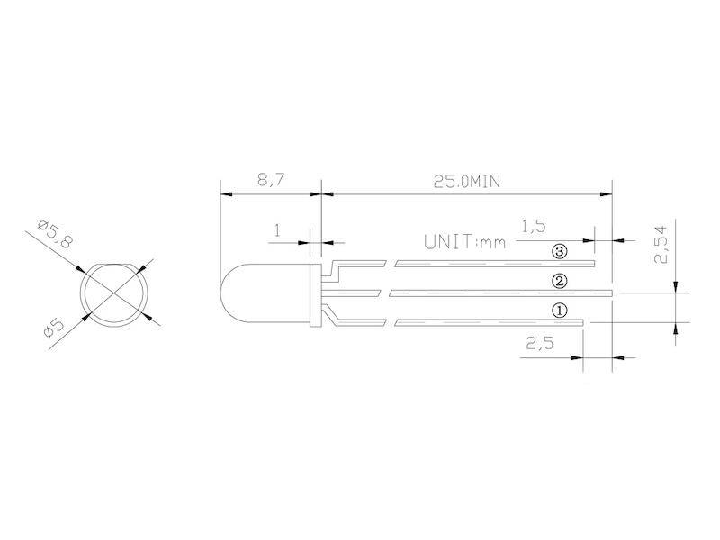 HuiYuan Opto-Electronic LED 5 mm klar rot / grün 175 / 75 mcd 628 / 570 nm 35 °-1