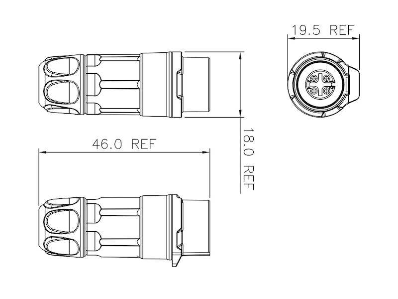 Lutronic Quicklock-Kupplung Serie 2340 T06CBA, 4 polig Größe 12 IP67 gerade Ausführung mit Kunststoffgehäuse-2