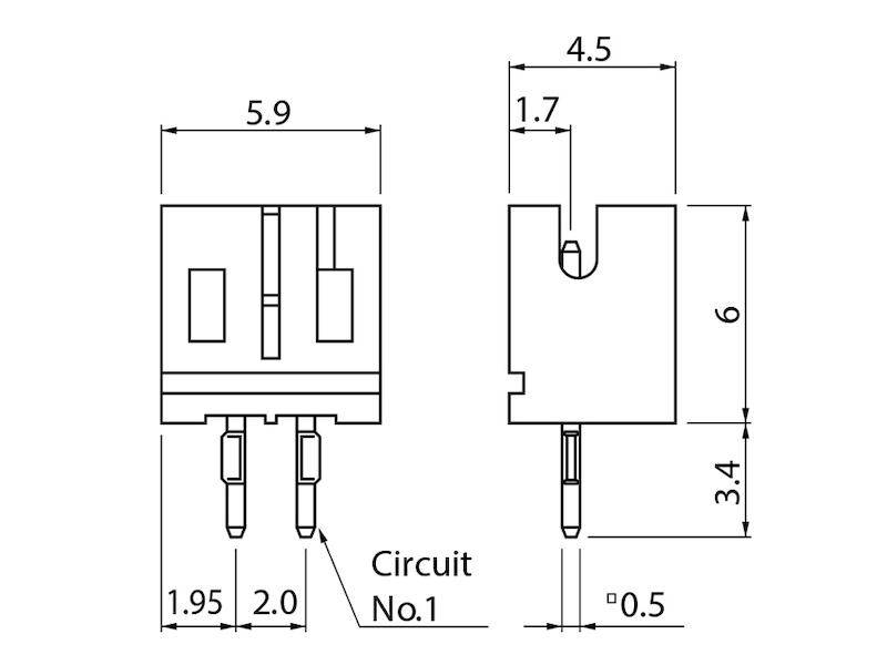 JST Stiftleiste 1 x 2 polig gerade Rastermaß 2,0 mm-2