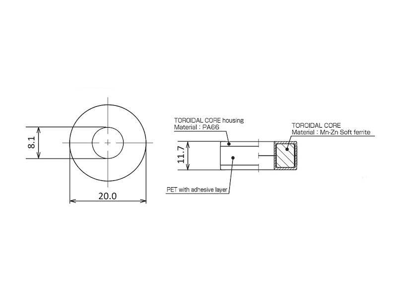 KGS KITAGAWA Ferritring TRCB 20,0 x 8,1 x 11,7 mm 11 Ω-1