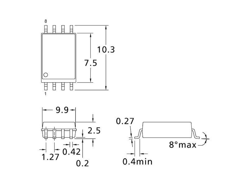 Microchip ATtiny SMD AVR ISP Flash 64 B EEPROM / 1 kB Flash / 64 B SRAM SO 8 W-2