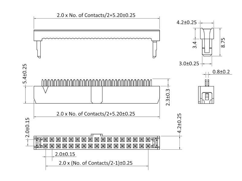 econ connect DIN 41651 Pfostenverbinder 20 polig Rastermaß 2,0 mm ohne Zugentlastung-1
