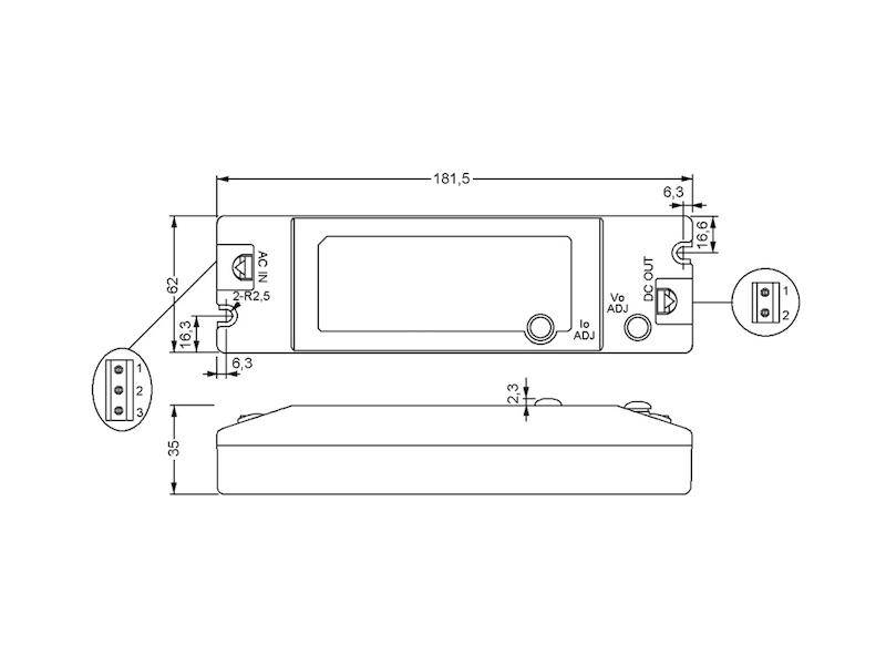 MEAN WELL PLC-60-24 LED-Treiber, LED-Trafo Konstantspannung, Konstantstrom 60 W 0 - 2.5 A 24 V/DC nicht dimmbar, PFC-Sch-2