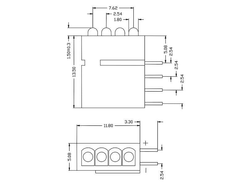 Vossloh-Schwabe Optoelectronics LED Halter mit 4 x 1,8 mm mini LEDs, grün-1