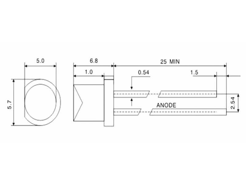 HuiYuan Opto-Electronic LED 5 mm V-TOP klar rot 300 mcd 628 nm 120 °-2