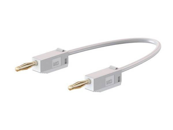 Stäubli LK205 Verbindungsleitung 30 cm weiss beidseitig mit stapelbarem 2 mm Lamellenstecker vergoldet