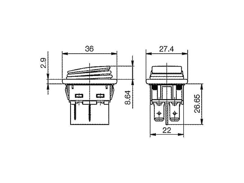 MARQUARDT Wippschalter Wechsler 12 A 250 Vac 2 polig-1