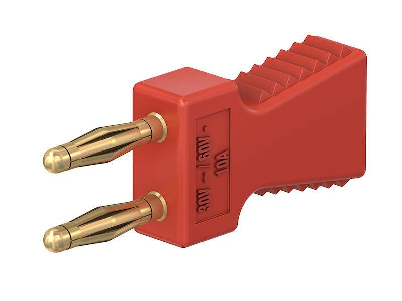 Stäubli KS2-6L/A Verbindungsstecker isoliert, Steckweite 6 mm, rot, vergoldet-0
