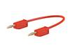 Stäubli LK205 Verbindungsleitung 15 cm rot beidseitig mit stapelbarem 2 mm Lamellenstecker vergoldet