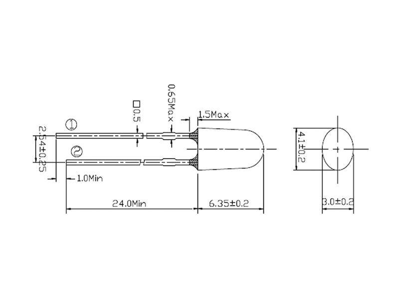 HuiYuan Opto-Electronic LED 3 mm oval klar rot 1850 mcd 628 nm 70 °/30 °-1