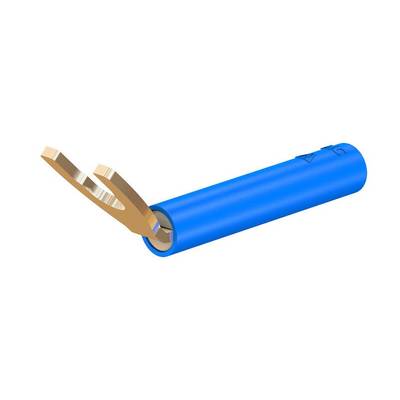 Stäubli B4-I/KA Kabelschuh-Adapter blau abgeschrägt vergoldet mit 4 mm Buchse-0