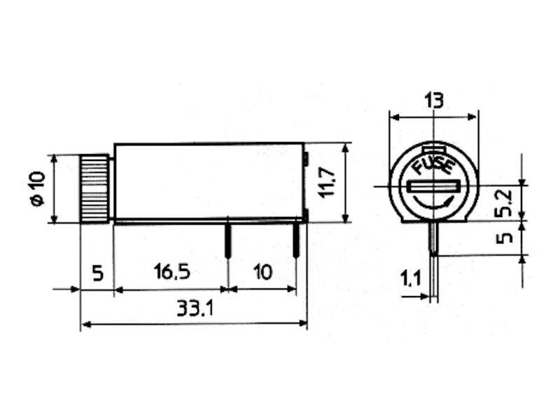 Sicherungshalter liegend geschlossen für Sicherungen 5 x 20 mm-1