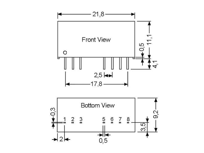 Mean Well DC/DC Wandler Serie SPAN02 SIL8 5 V 400 mA 2 W-1