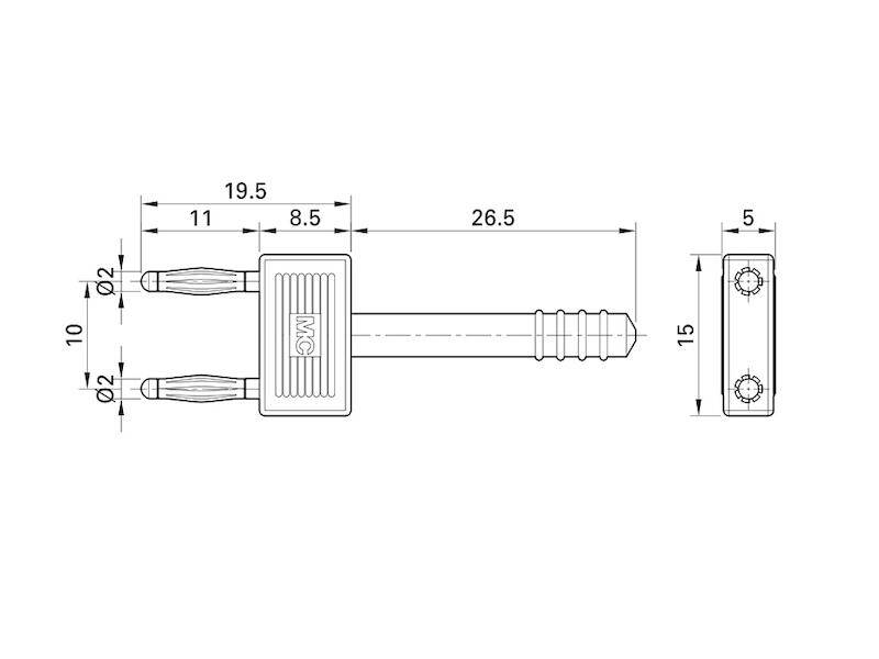 Stäubli KS2-10L Verbindungsstecker 2 mm weiss vergoldet mit Isoliergriff-1