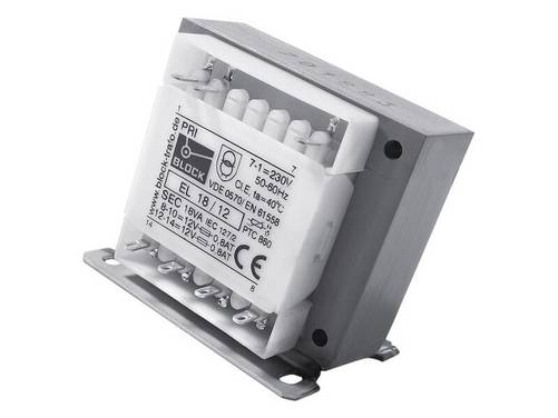 BLOCK Netz-Transformator EL 13 VA 2 x 6 V 2 x 1,08 A