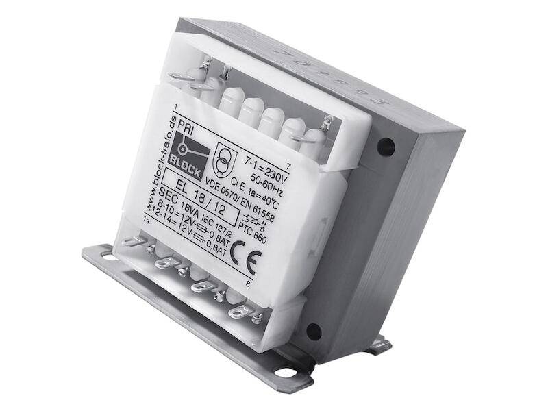BLOCK Netz-Transformator EL 13 VA 2 x 6 V 2 x 1,08 A-0