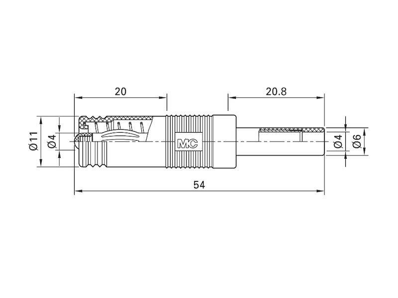 Stäubli A4/4-Z Adapter rot 4 mm Lamellenstecker isoliert auf 4 mm Buchse-2