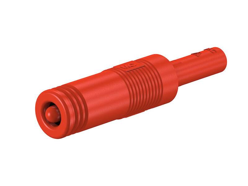 Stäubli A4/4-Z Adapter rot 4 mm Lamellenstecker isoliert auf 4 mm Buchse-0