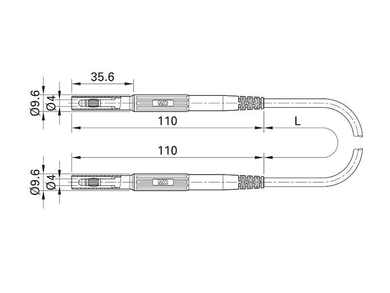 Stäubli XHM-5000 Sicherheitsmessleitung 150 cm schwarz 4 mm axialer Lamellenstecker mit starrer Isolierhülse-3