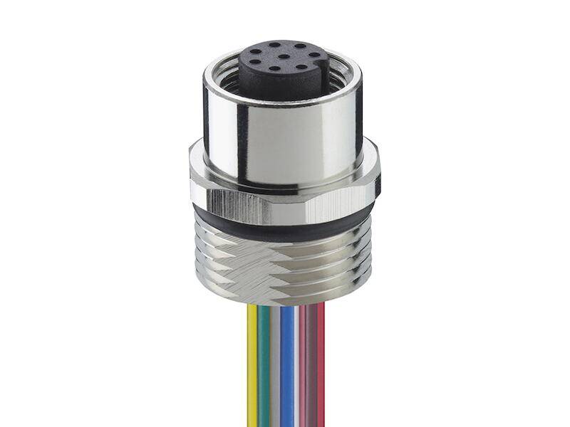 Lutronic 1220 08 T16CW 0,5m M12-Einbaukupplung 8 polig mit Litzen 0,5 m