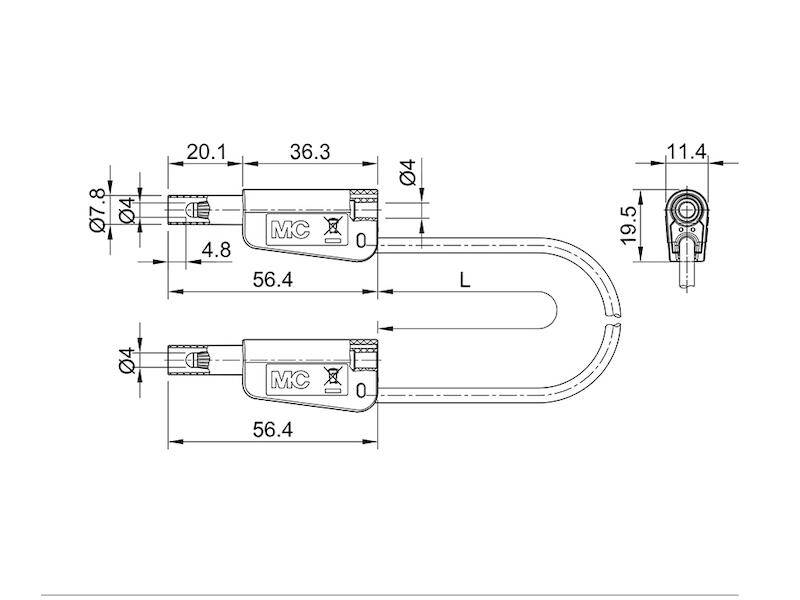 Stäubli SLK-4N-F10 Sicherheits-Messleitung 75 cm grau hochflexibel, beidseitig mit stapelbarem 4 mm-Lamellenstecker mit-2