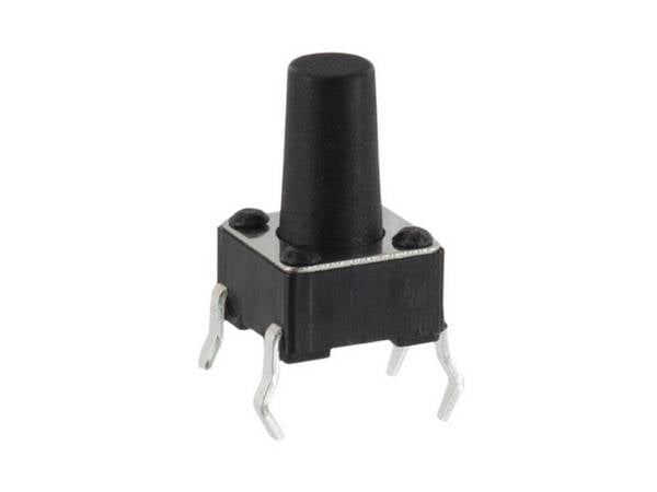 econ connect Leiterplattentaster 6,0 x 6,0 x 9,5 mm Snap-In print liegend Schließer 1 polig schwarz