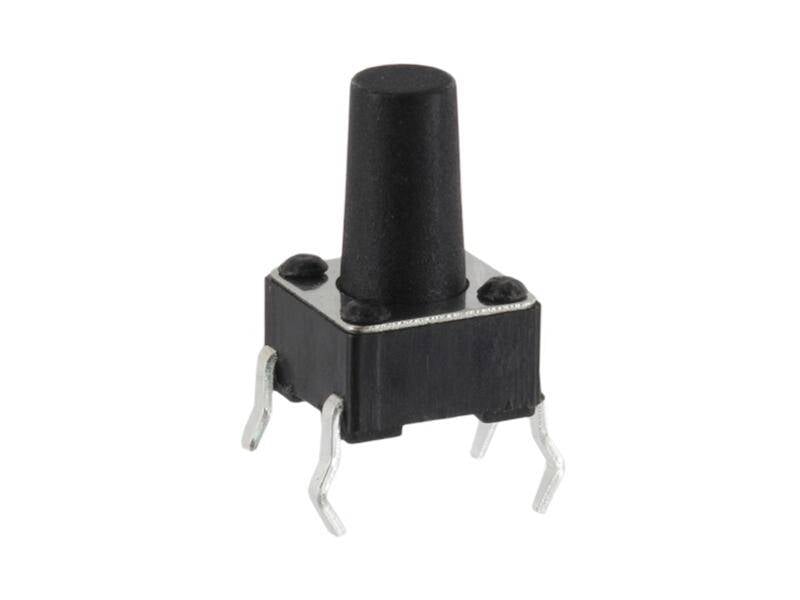 econ connect Leiterplattentaster 6,0 x 6,0 x 9,5 mm Snap-In print liegend Schließer 1 polig schwarz-0