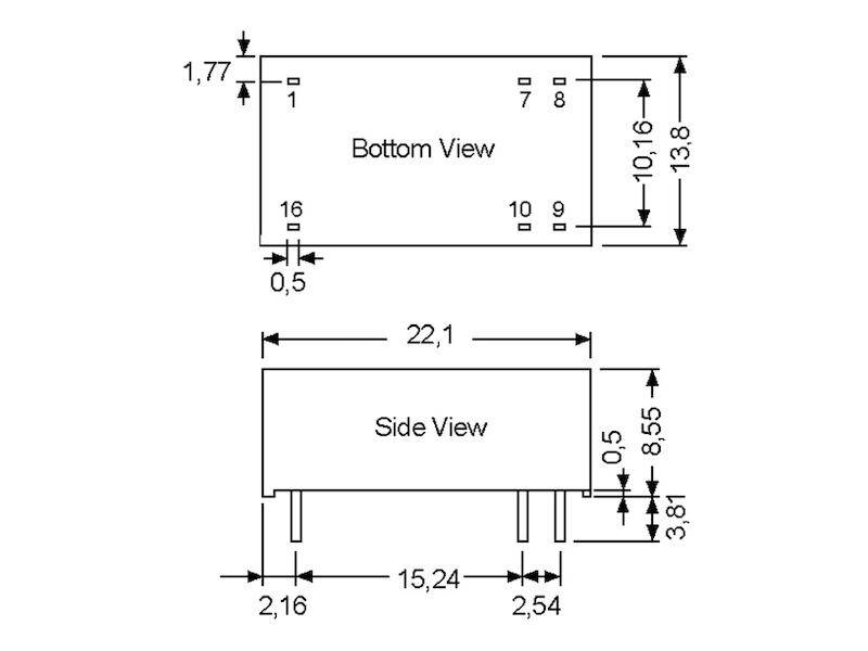 Mean Well DC/DC Wandler Serie SLC03 DIP16 12 V 250 mA 3 W-1