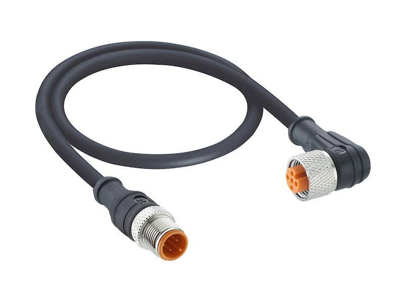 Lutronic 1210 1205 05 302 3m Sensorleitung M12-Stecker gerade auf M12-Kupplung gewinkelt 5 polig 3 m PUR schwarz-0