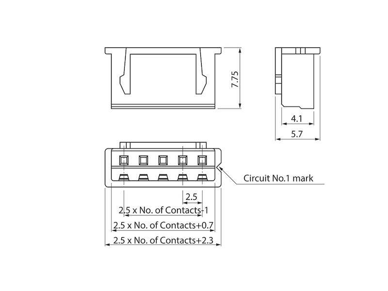 JST XH Gehäuse 1 x 2 polig gerade Rastermaß 2,5 mm-1
