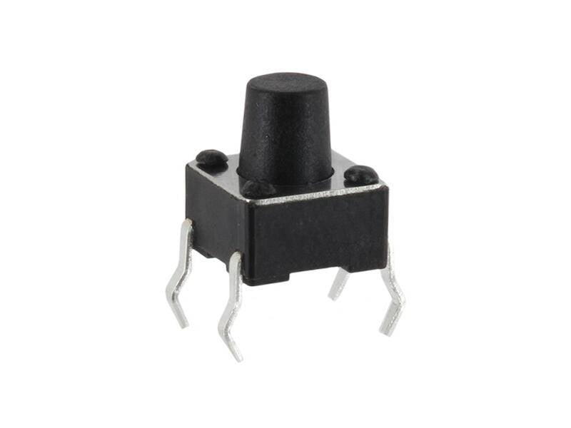 econ connect Leiterplattentaster 6,0 x 6,0 x 7,5 mm Snap-In print liegend Schließer 1 polig schwarz-0